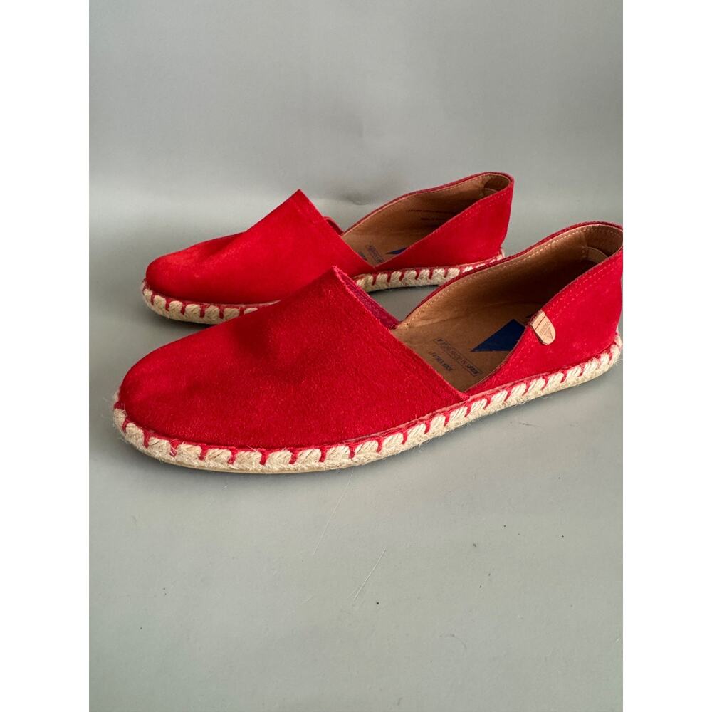 Verbenas Carmen Suede Leather Espadrille Flats sz 38 US 8 Red EUC